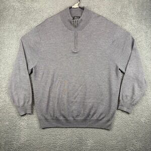 JOS A BANK Mens XXL 100 Italian Merino Wool 14 Zip Sweater Grey